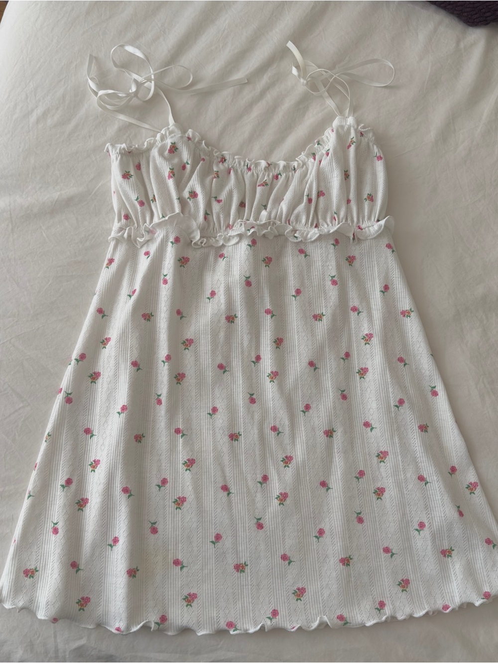 For Love & Lemons White floral pointelle nightgown